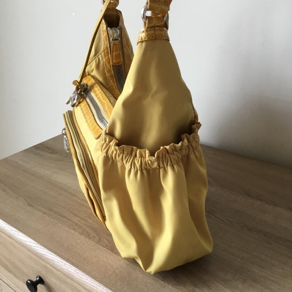 Brighton Yellow Shoulder Bag with Front Zipper Pockets - Picture 6 of 12
